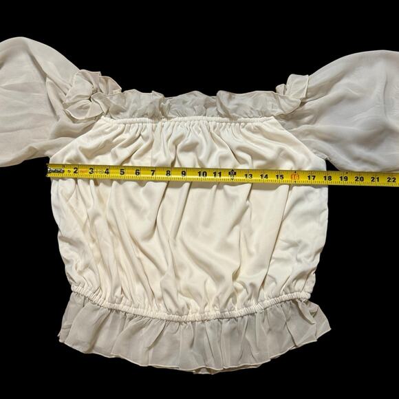 Spirit Halloween Womens SteamPunk Boho Peasant Festival Ruffle Ivory Top S/M - Picture 4 of 10